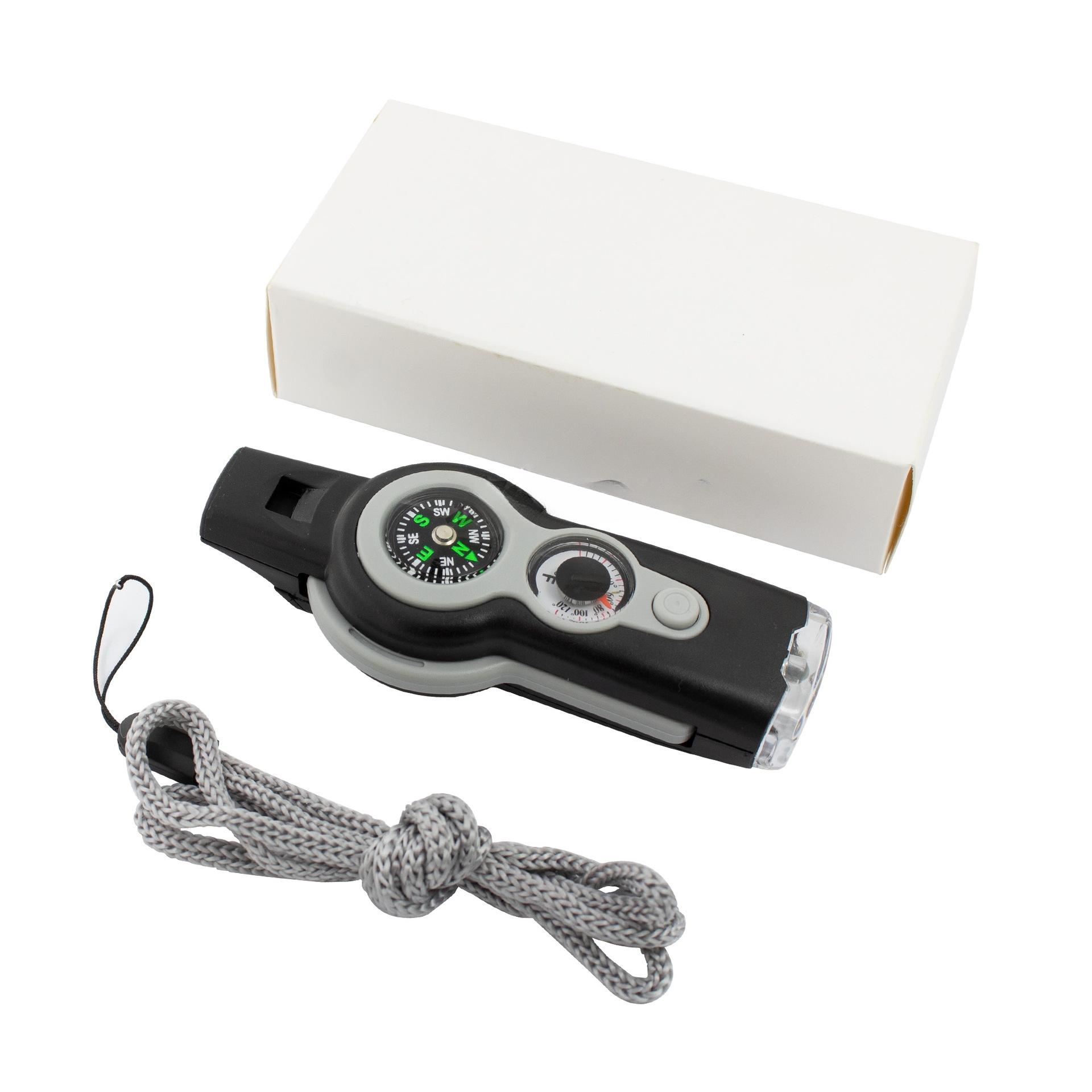 

7 в 1 Свисток для выживания на открытом воздухе Аварийные инструменты Кемпинг Пеший туризм Спасательная аварийная ситуация Громкий свисток Компас Термометр Лупа