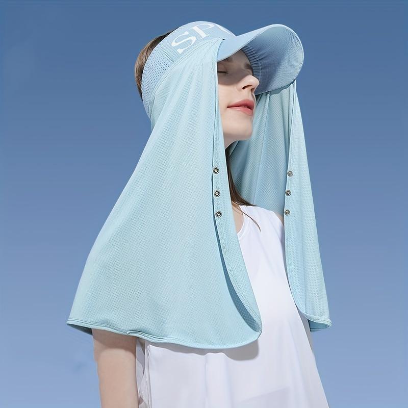 Sun Visor Hat With Neck Flap Summer Sun Protection Cooling Shawl Breathable Mesh Sport Cap Removable Full Cover Visors