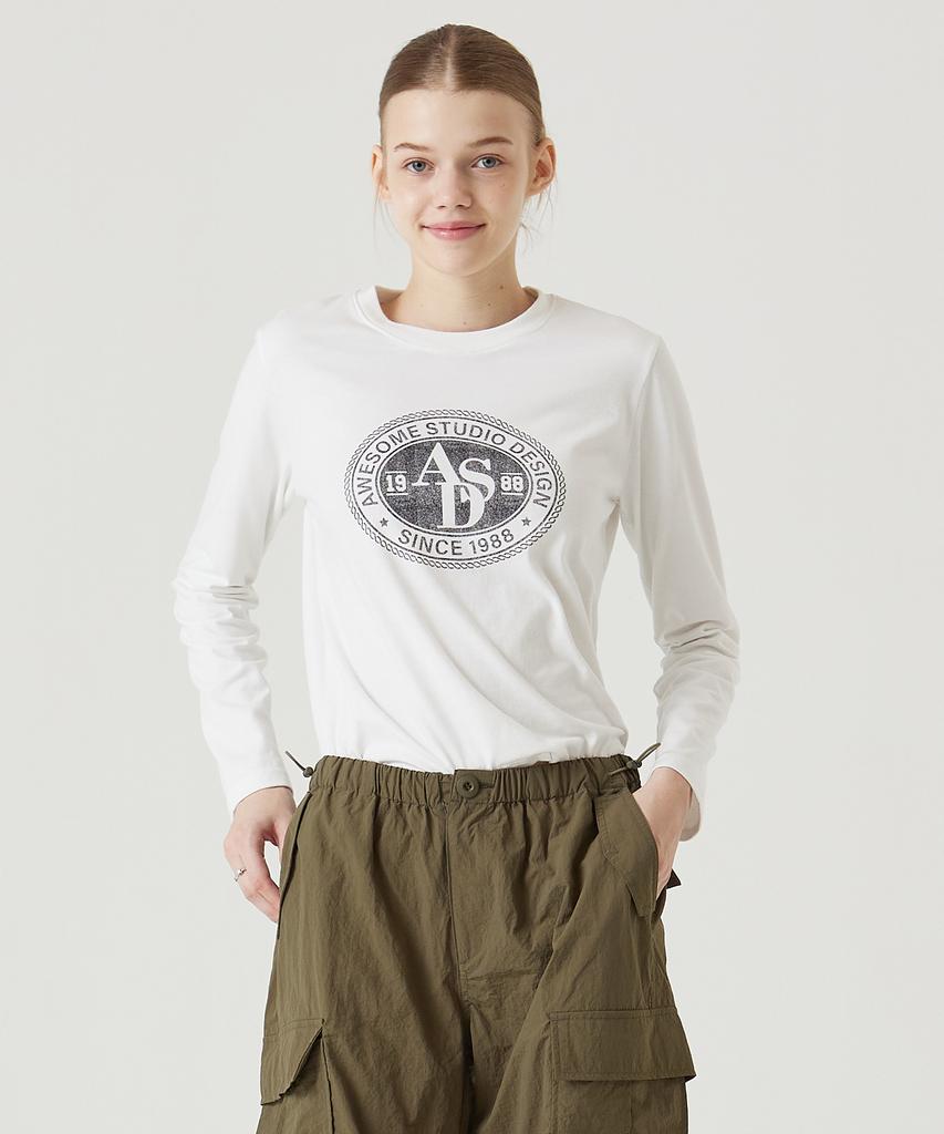 AWESOME STUDIO Long Sleeve Circle Symbol Slim Tee Ivory
