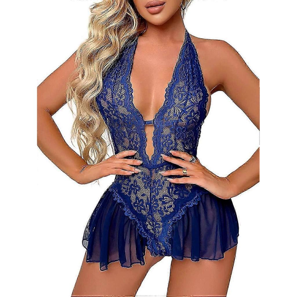 Kadın Plus Beden İç Giyim Dantelli Babydoll Askılı Tek Parça Teddy Seksi Gecelik ABD Yeni Gelen