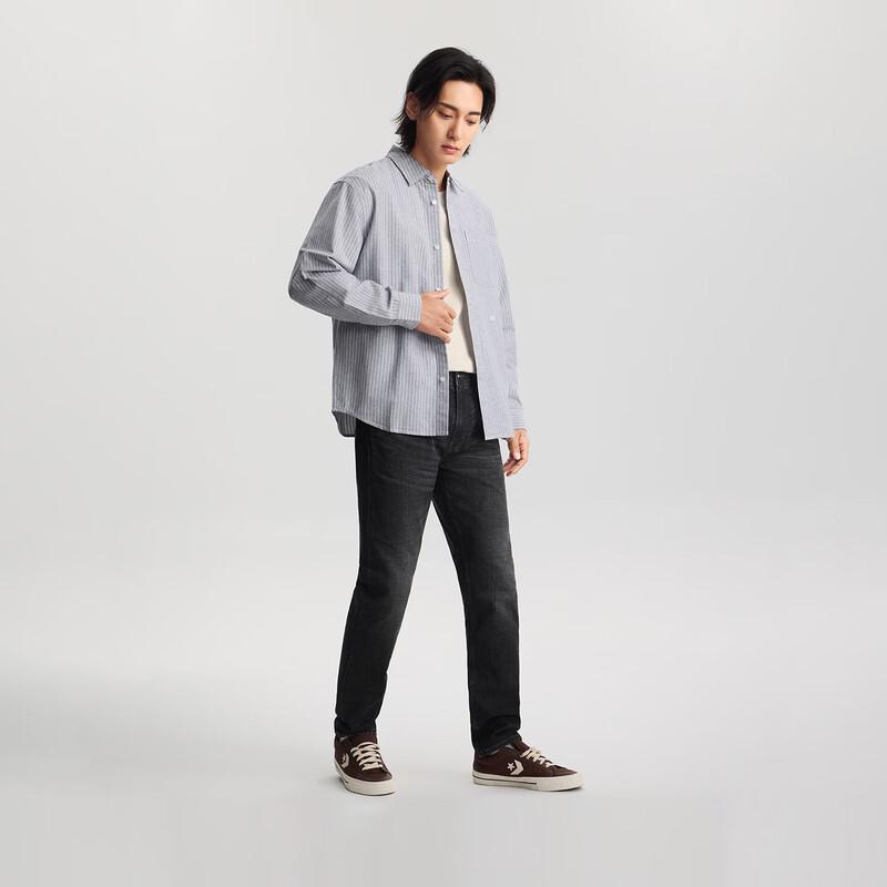 Lee Men's Striped Long-Sleeve Shirt with Embroidered Logo