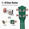 Donner Ukulele Concert Beginner 23 High Quality Polished Accessories Set including Soft Case and Green Set, inches, Wood, Finish, 6-Piece Tuner,