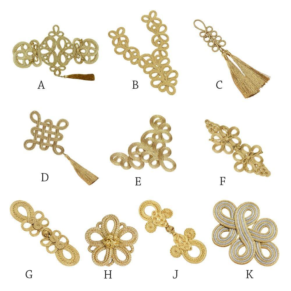 Golden Chinese Frog Buttons Flower Fastener Tang Suit Buttons  Handcraft Accessories