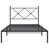 Metal Bed Frame with Headboard Black 100 x 190 cm