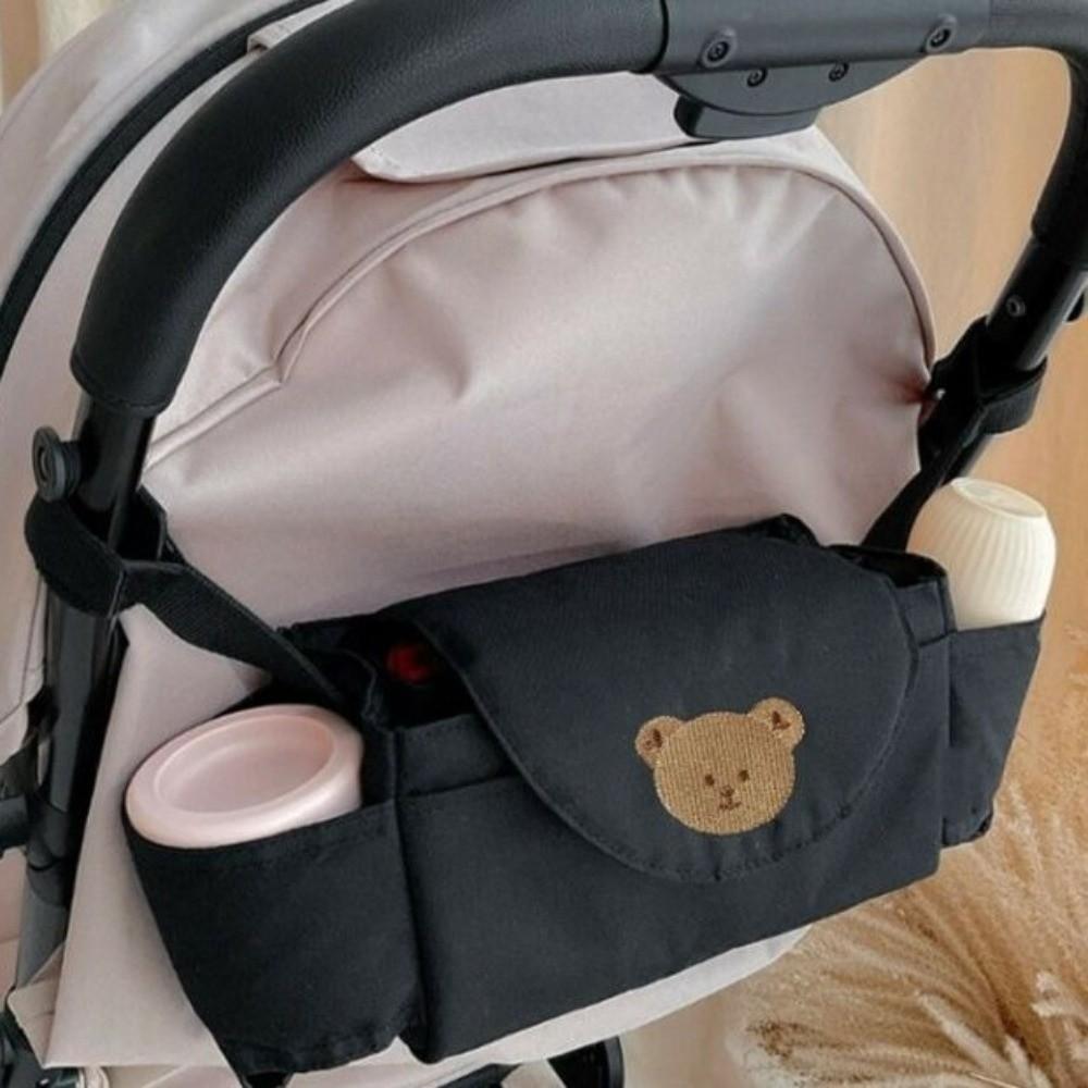 Cute Cartoon Stroller Organizer Bag Cloth Bear Pram Storage Bag Mommy Bag Diaper Bottle Stroller Hanging Bag Outdoor