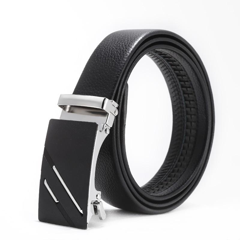 Men'S Belt No Standard Casual Belt Foreign Trade Youth Simple Automatic Buckle Imitation Leather Iron Buckle Belt