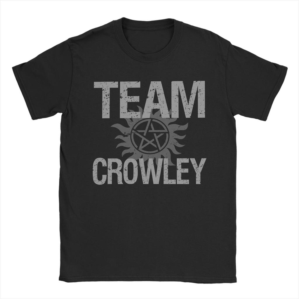 Unisexs TShirts Supernatural Team Crowley Leisure 100 Cotton Tee Shirt Short Sleeve T Shirts Crew Neck Clothing Plus Size