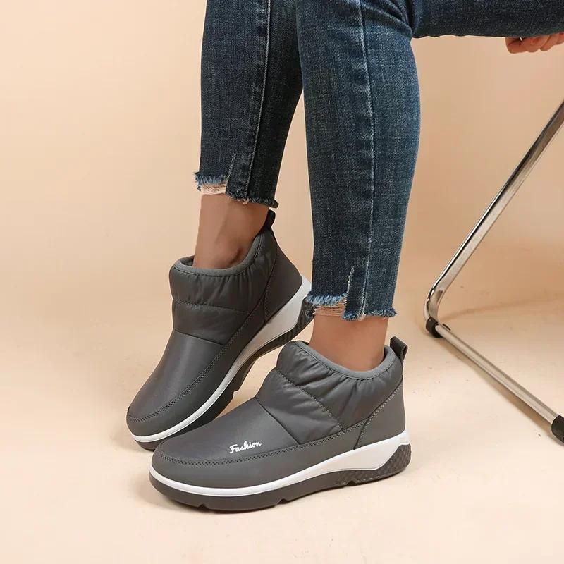 Snow Boots Women  Thick Plush Winter Fashion Warm Short Boots Cotton Shoes Women's Cotton Booties Botas De Mujer 2024