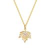 Elegant 18k Gold Filigree Maple Leaf Necklace with Zircon Details – Light Luxury Sweater Chain