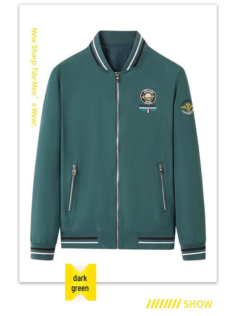 European Style Spring Luxury Baseball Jacket with Earth Embroidery Men's Casual Fashion Trend