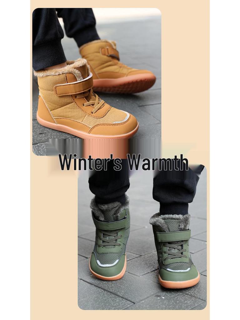 Children's Winter Waterproof Non-Slip Cotton Snow Shoes – Warm Velvet Lined Outdoor Footwear for Boys and Girls.
