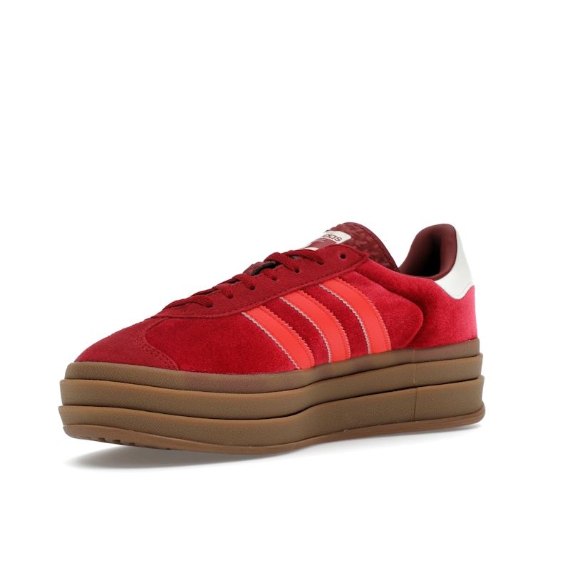 Adidas Gazelle Bold Knallrød Fløyel Damesneakers Off-White IG4388