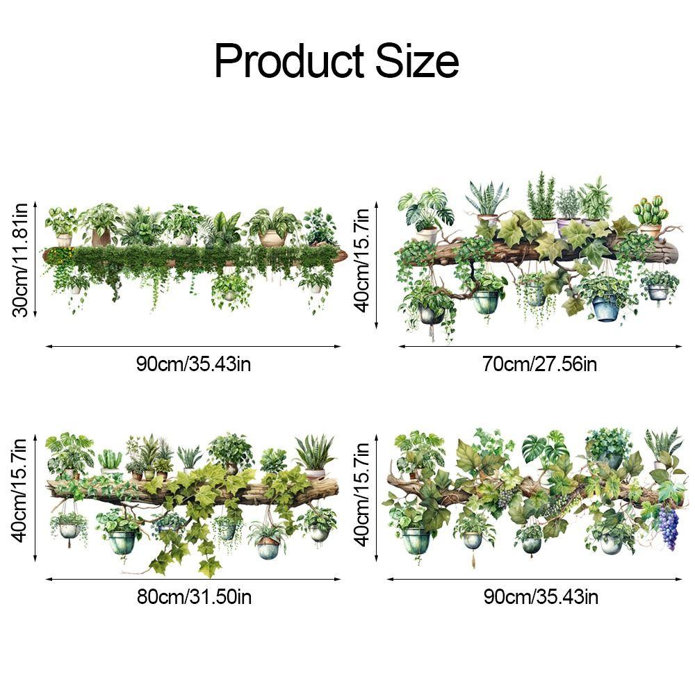 Waterproof Wall Sticker Green Vine Stump Potted Plant Decorative Decals  Livingroom