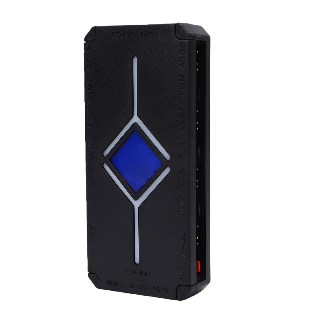 ARGB PWM Fan Hub Controller 3 Pin PC Fan Controller Support Up to 18 Fans Magnetic Design Serial ATA Power Cable Black