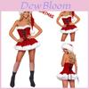 Women's Stunning Velvet Off Shoulder Christmas Dress Cosplay Santa Outfit
