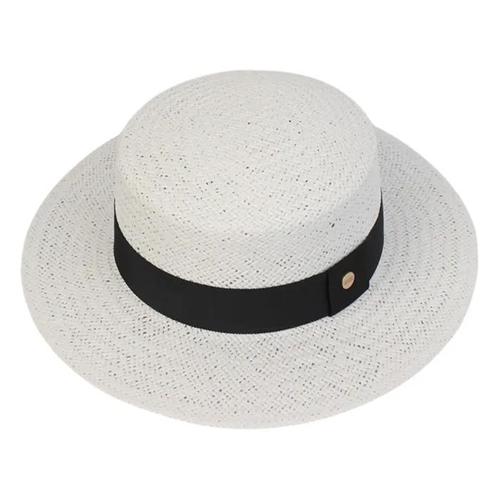 White Small Logo Panama Hat