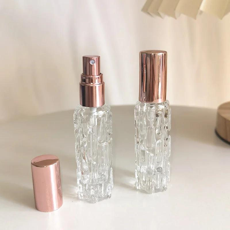 Rose Gold Glass Portable Refillable Perfume Bottle Cosmetic Container Press Empty Spray Atomizer Travel Small Sub-bottle 10ml