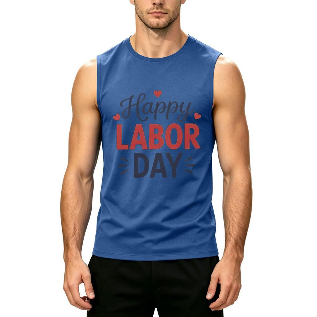 Men's Sleeveless Casual Tank Top Muscle Shirt Lightweight Printed Summer Workout Fitness Gym Tee