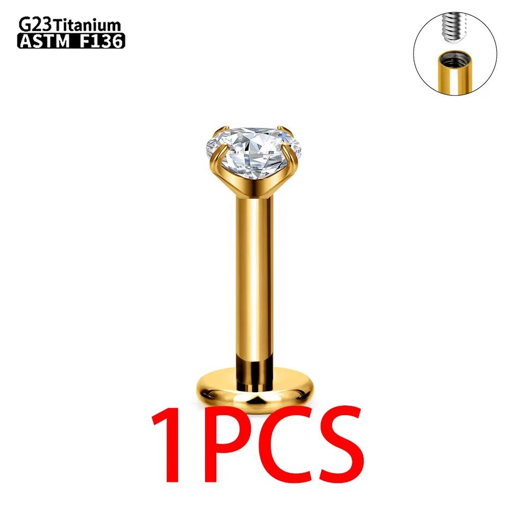 1/5PCS G23 Titanium internal thread Labret Lip Stud Piercing Eyebrow Body Jewelry Nose Ring C rod For Women Septum Piercing