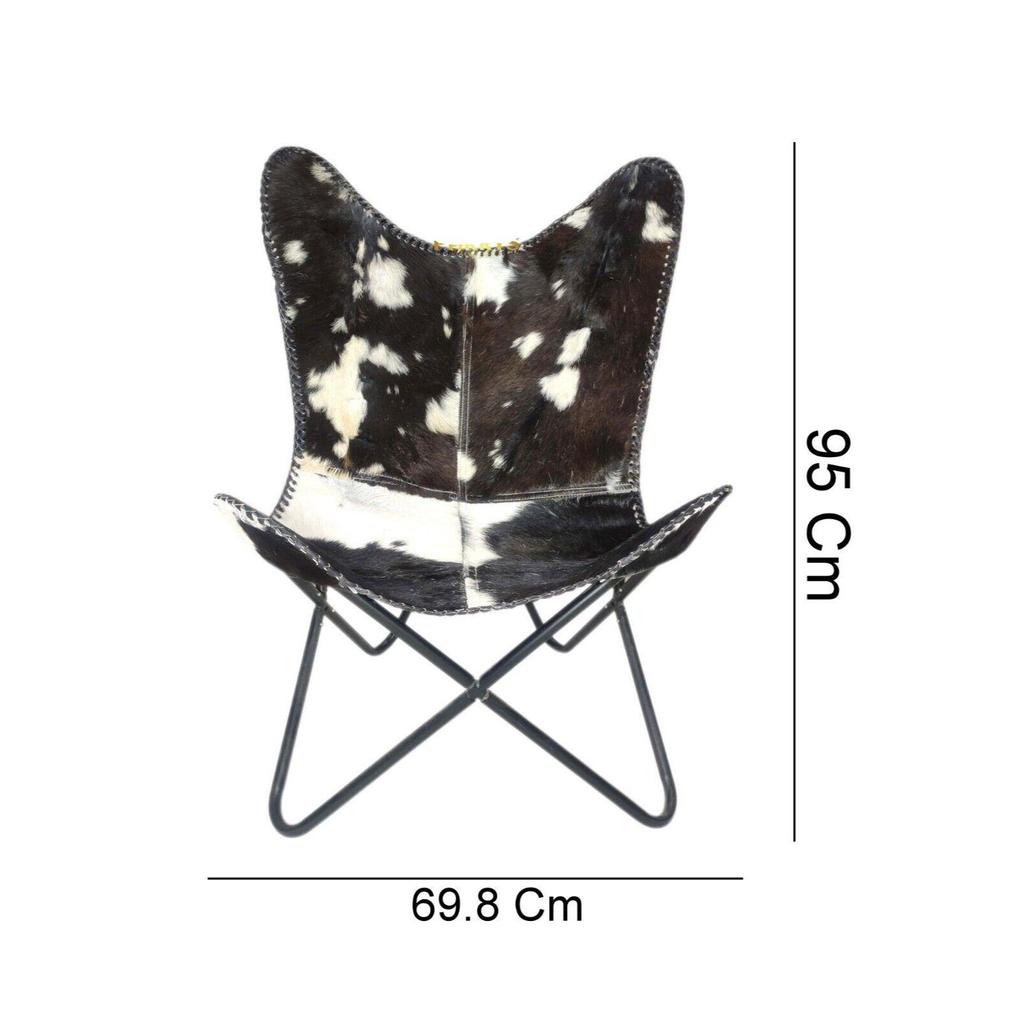 Arm Chair Butterfly Chair,Black & White Goat Hair Comfortable Chair