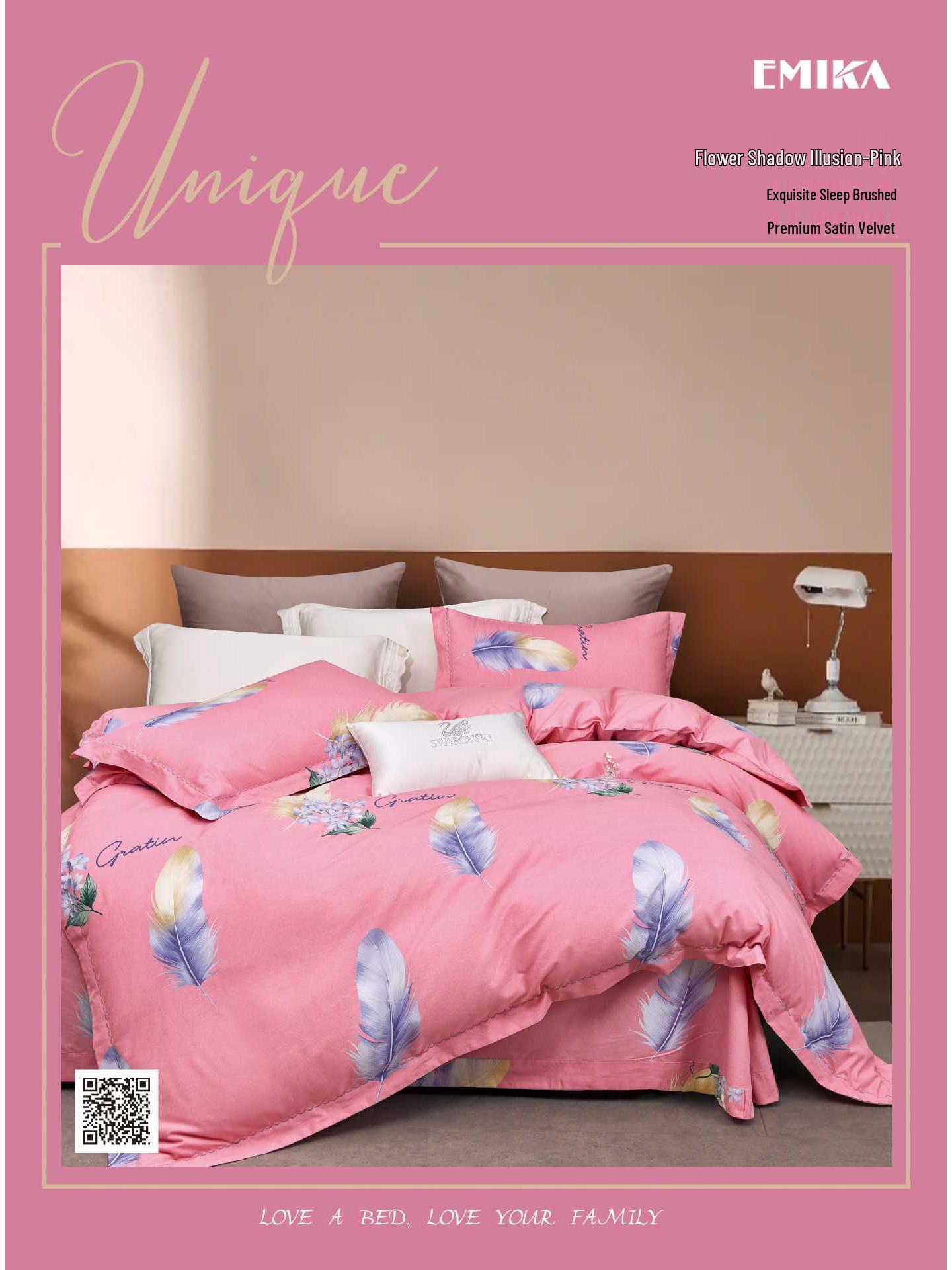 

Комплект постельного белья из чистого хлопка с начесом с принтом - Четыре предмета Full Process Thickened Brushed Cotton