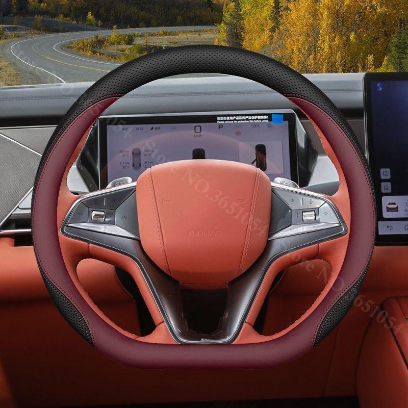 For BYD Tang L ATTO 8 Car Steering Wheel Cover Napa Leather Ultra-thin Anti Slip Car Handle Covers Interior Decor Accessories