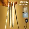 COB LED Strip Light 24V 12V 320LEDs/M 8mm Flexible LED Tape Ribbon with Power Supply Warm Nature Cool White Linear Dimmable
