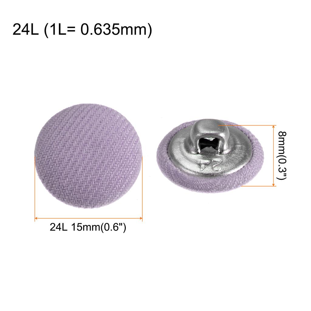 10pcs Fabric Cloth Covered Button 15mm Metal Round Sewing Buttons, Red/Caramel/Deep Blue/Yellow/Purple