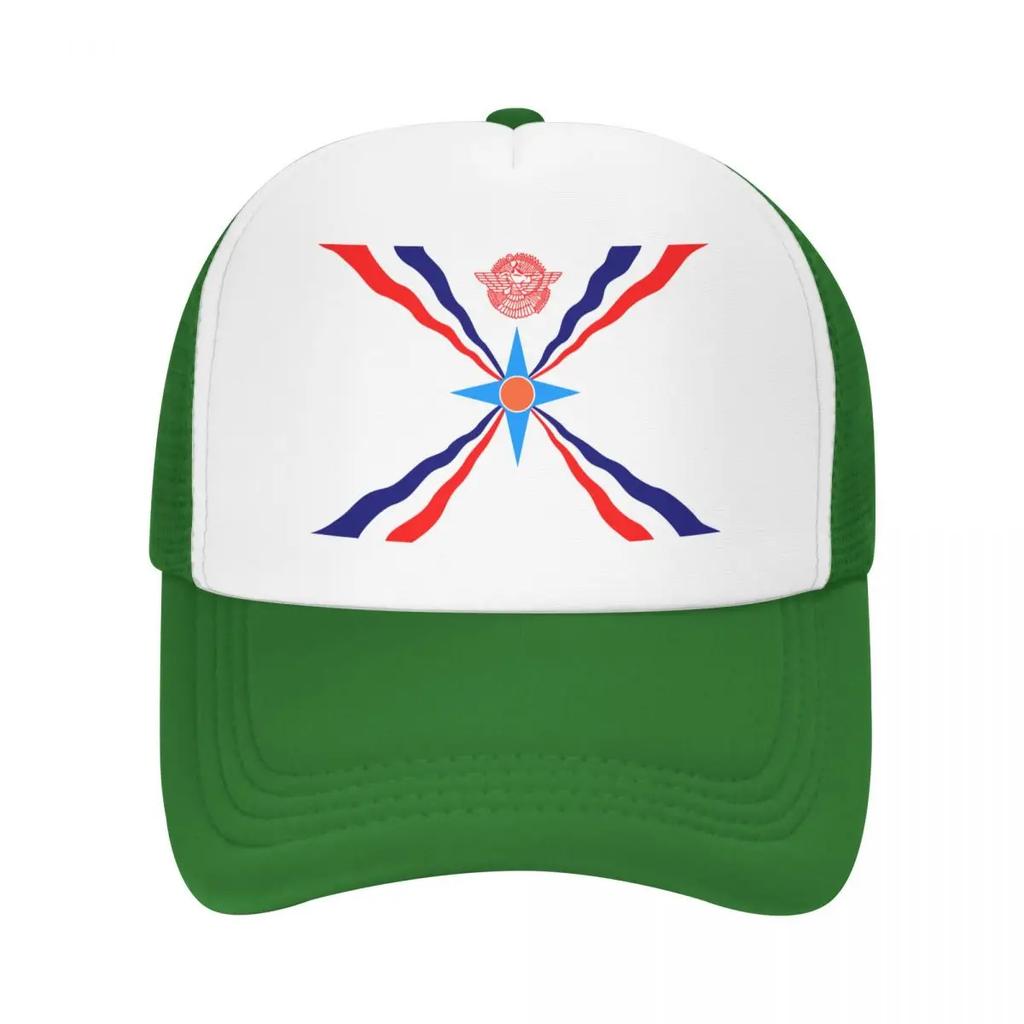 Custom Punk Unisex Assyrian Flag Trucker Hat Adult Aramean Proud Adjustable Baseball Cap for Unisex Women Hip Hop Trucker Cap