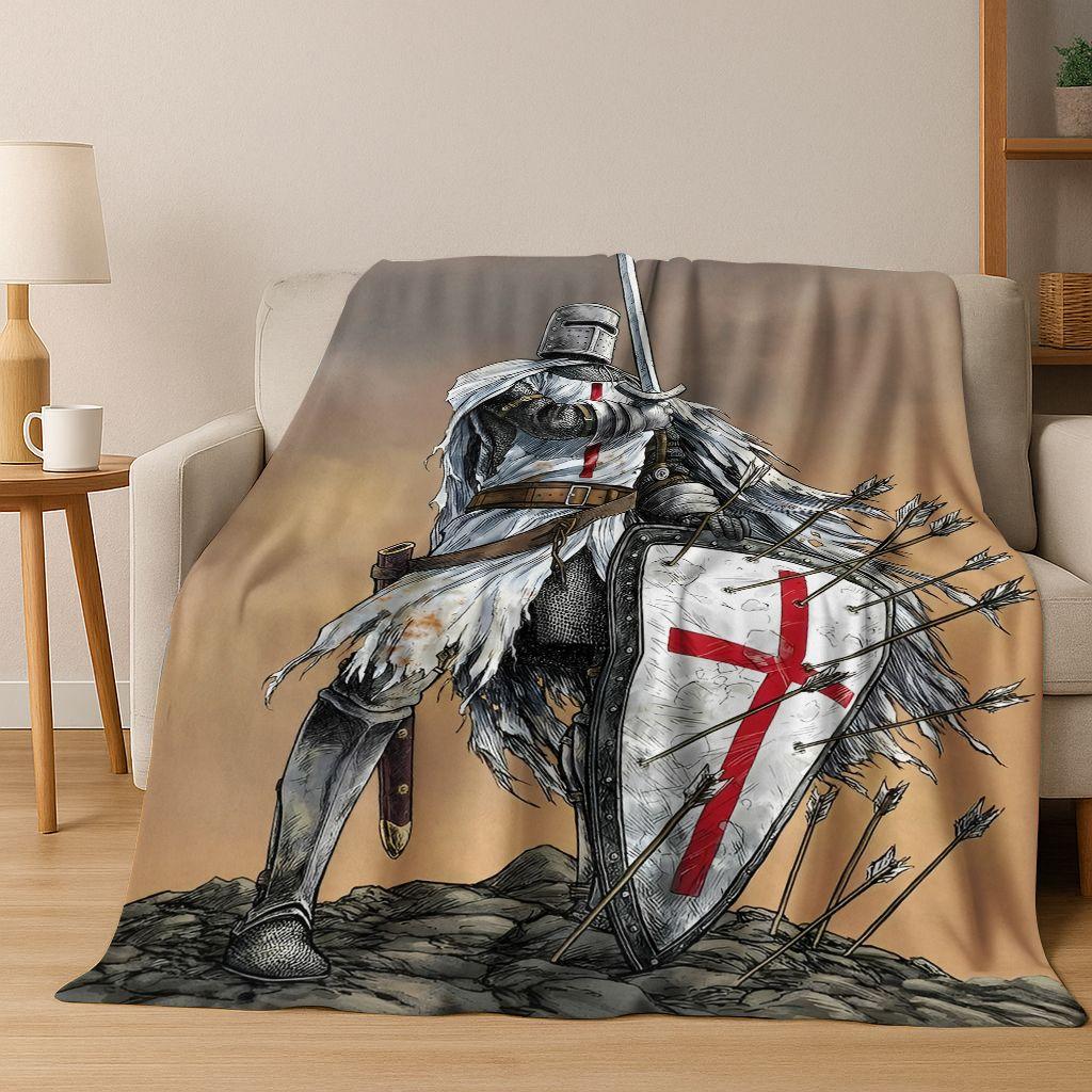Templar Blood Knight Honor Holy Crusader Cartoon Flannel Blanket,Cozy Soft Throw Blanket for Home Bedroom Bed Sofa Cover Gift