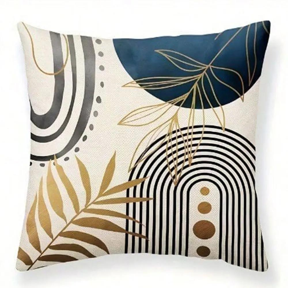 

Геометрический и Листовой Форма Модный Узор Домашний Декор Наволочка для Подушки Гостиная Диван Полиэстер Наволочка с Молнией 66x66cm