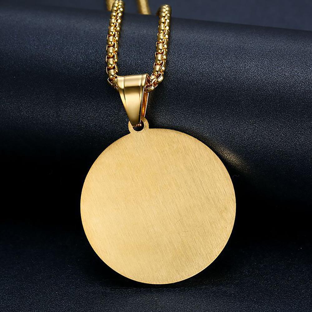Hip Hop Iced Out Bling Buddhist Yoga Pendant Gold Color Stainless Steel OHM Hindu AUM OM Round Necklaces for Men Jewelry Gift