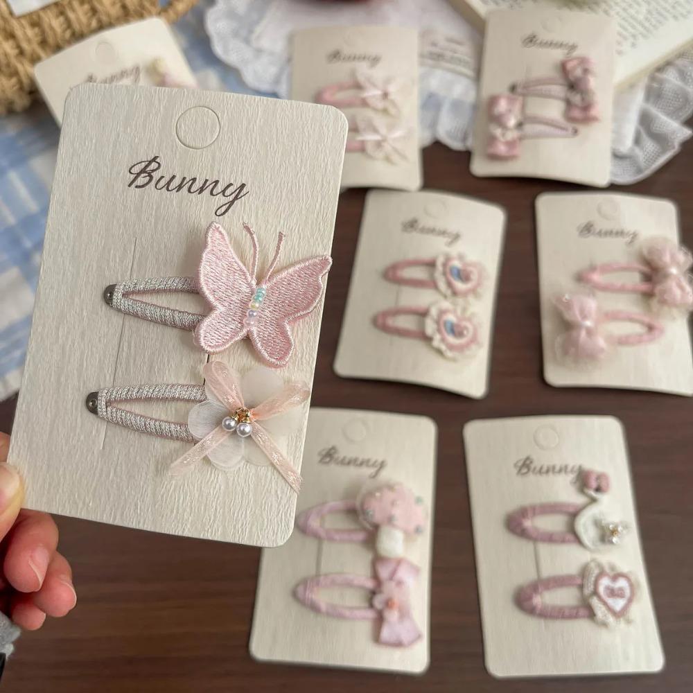 Korean New Pink Butterfly Love Bb Clip Elegant High-end Girl Hairpin Girl Bangs Hairpin Hair Accessories
