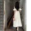 Gentle Wind Lotus Leaf Edge One-word Shoulder Suspender Dress Women's Clothing Summer New Waist and Thin A-word Medium and Long Skirt