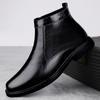 Genuine Leather Men Chelsea Boots New Men Winter Plush Snow Boots Soft Ankle Boots Formal Business High Top Shoes Man Warm Botas