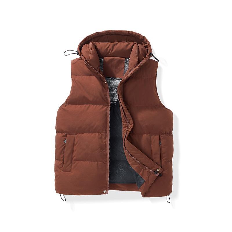 Winter cold and warm solid color hooded high quality down cotton vest men's and women's casual fashion thickened