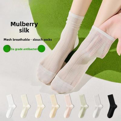 Summer Thin Socks - Antibacterial Mesh Breathable Silk-spun Pile Socks Without Bones