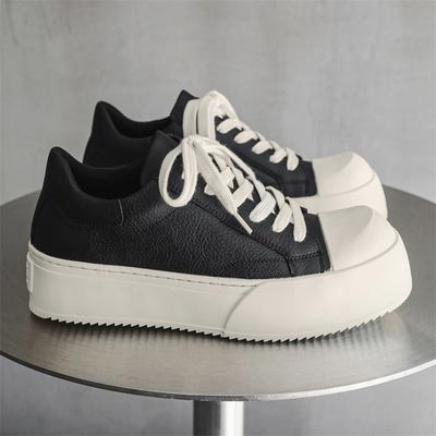 Moda Clássica Sapatos Casuais de Couro Masculinos Cadarço Couro Genuíno Oxfords Sapatos Confortáveis de Sola Grossa para Exterior Antiderrapantes Sapatos de Designer
