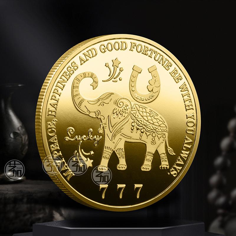 Koi three-dimensional relief color printed commemorative coins, metal crafts, badges, elephant coins