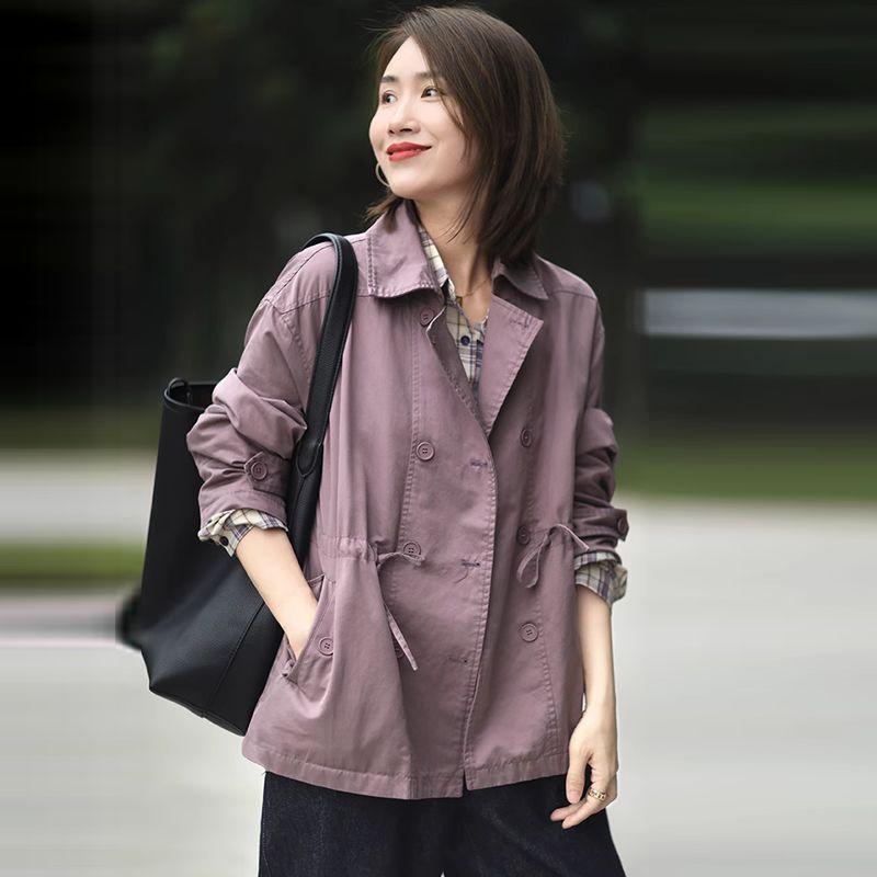 

Women Loose Fit Trench Coat Spring Autumn Plus Size Slimming Jacket for Middle Aged Moms M