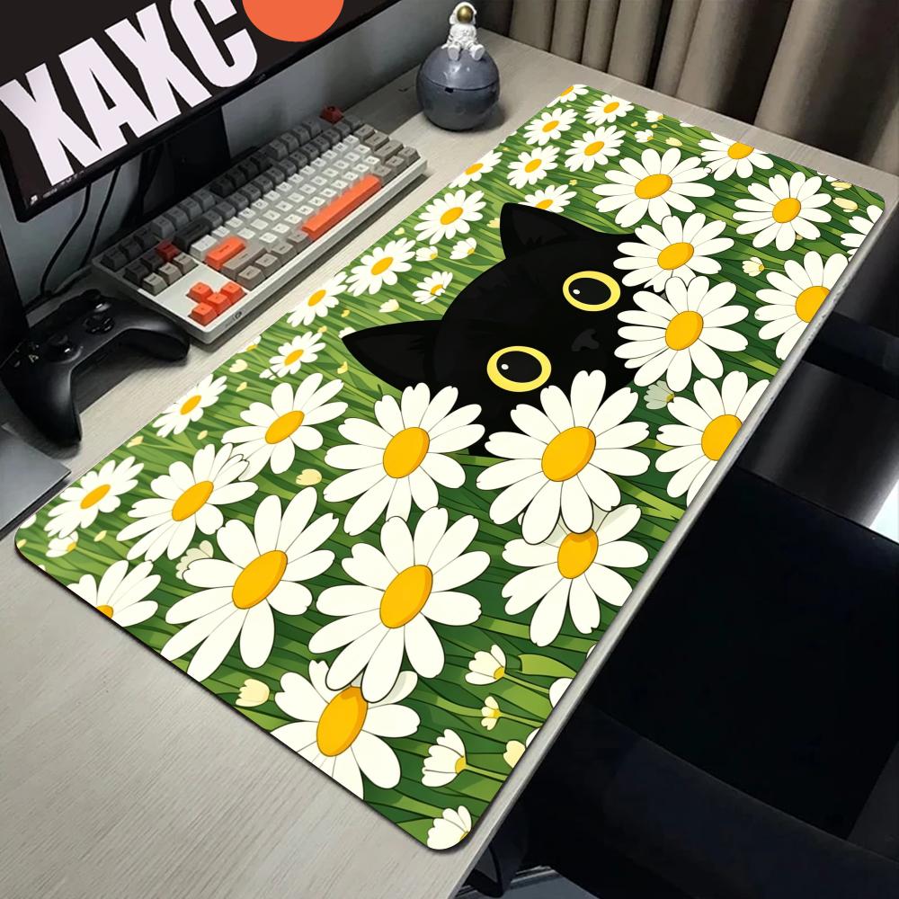 HYBXAXC Daisy Cute Cat Mouse Pad Computer Accessories Office Game Table Mats Rubber Anti-slip Keyboard Mousepad Desk Pad 40X90