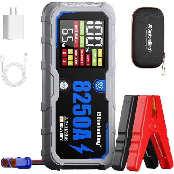 8250A Jump Starter with PD-65W for All Gas  Diesel Engines, 12V Portable Car Battery Booster with HD Screen