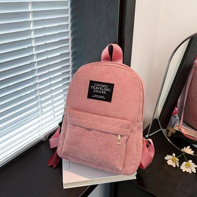 Mochila feminina casual, mochila escolar para faculdade, mochila de viagem, bolsa de ombro de veludo cotelê para adolescentes, mochila esportiva