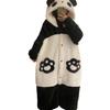 Damen Kapuzen-Panda-Pyjama - Herbst/Winter 2026 Korallenfleece, Verdickter Fleece-gefütterter Hausmantel