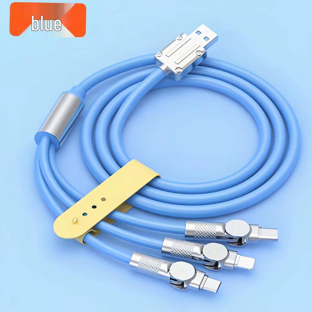 180° Rotating Zinc Alloy 3-in-1 Fast Charging Data Cable