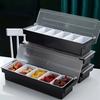 Plastic Seasoning Box with Cover 4/5/6 Compartment Trays Detachable Topping Station Pizza Ingredient Condiment Dispenser