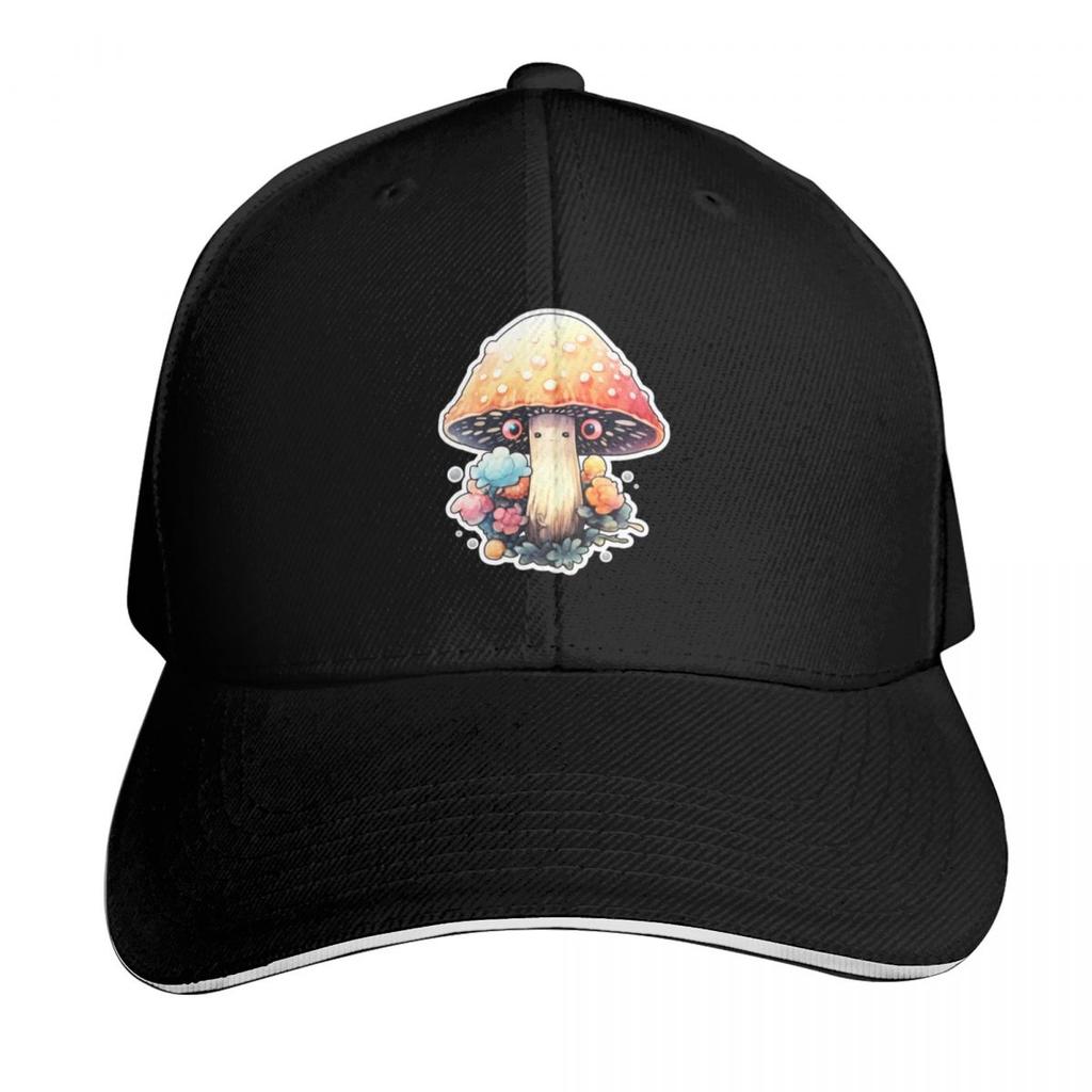 Colourful Unisexga Mushroom White Drawing Happy Cute Nature Kawaii Woods Forest Baseball Cap cute Beach Luxury Women Unisexs