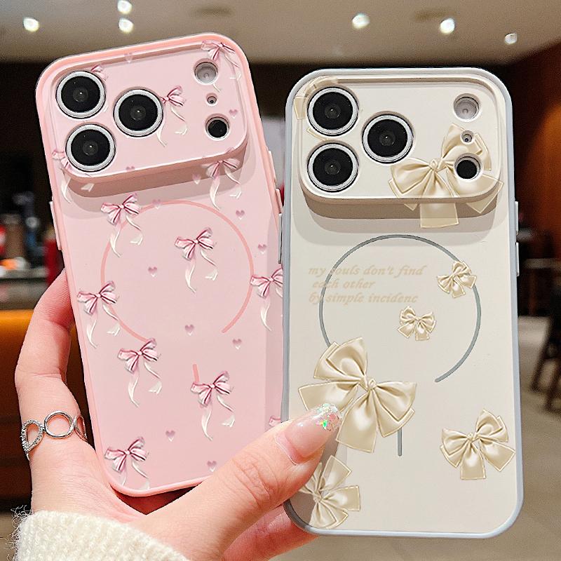 Butterfly Bowknots Pattern Case For iPhone 17 Pro Max Funda iPhone 16 15 14 13 Pro Max Magnetic For Magsafe Hybrid Slim Matte Cover