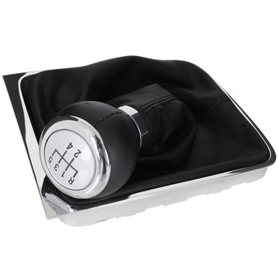 VW Passat B6 05-10 SILVER Gear Shift Knob + Gaiter with CHROME Frame 5 SPEED WIDE RING