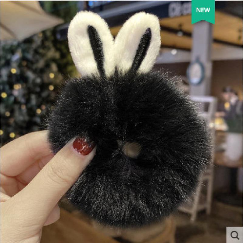 Haargummis Mit Pompons Aus Kunstfell | 2 Stück, Flauschig & Dehnbar | Für Mädchen & Frauen | Farben: Hellrosa, Pink, Blau, Rot
